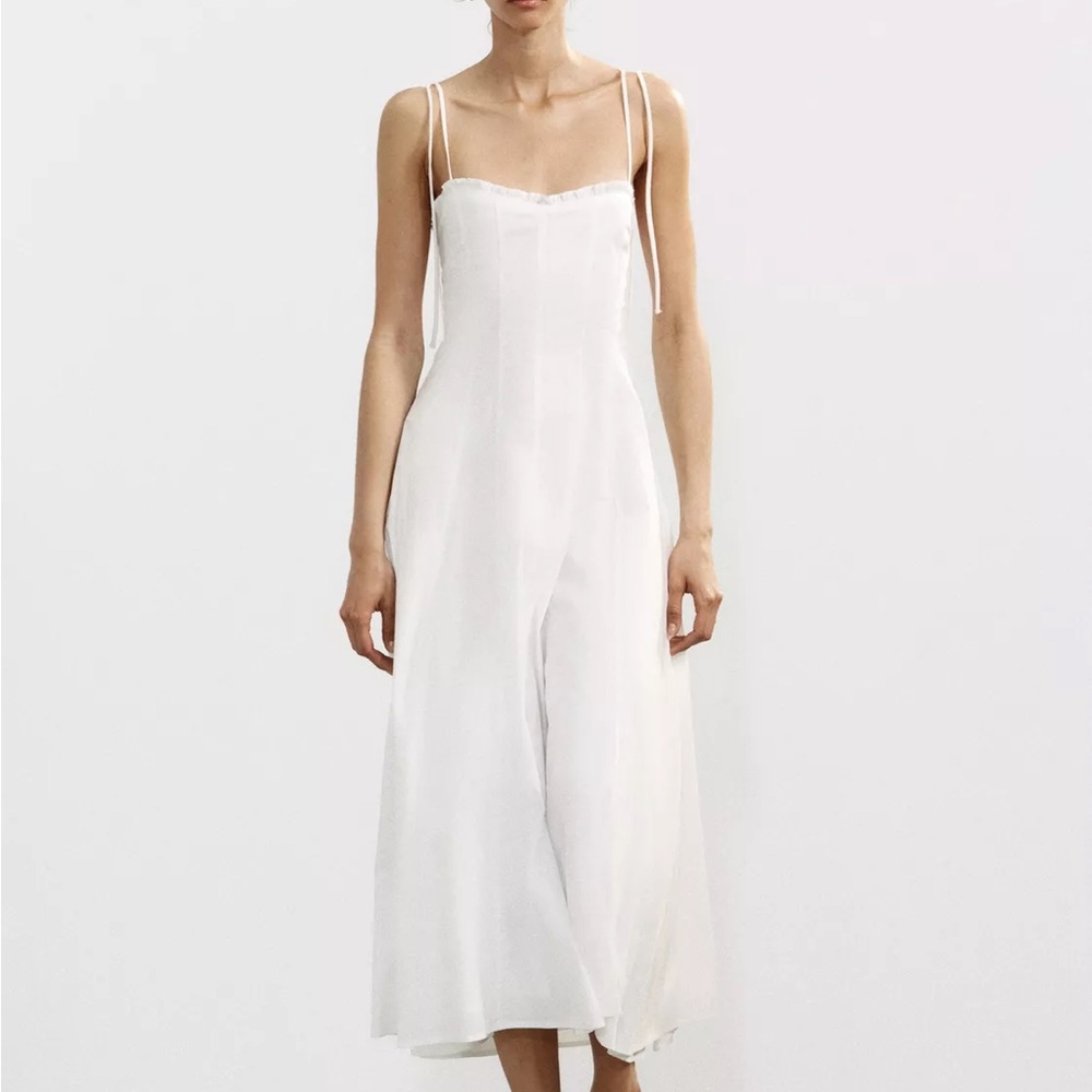 Zara Poplin Ruffle Midi Dress